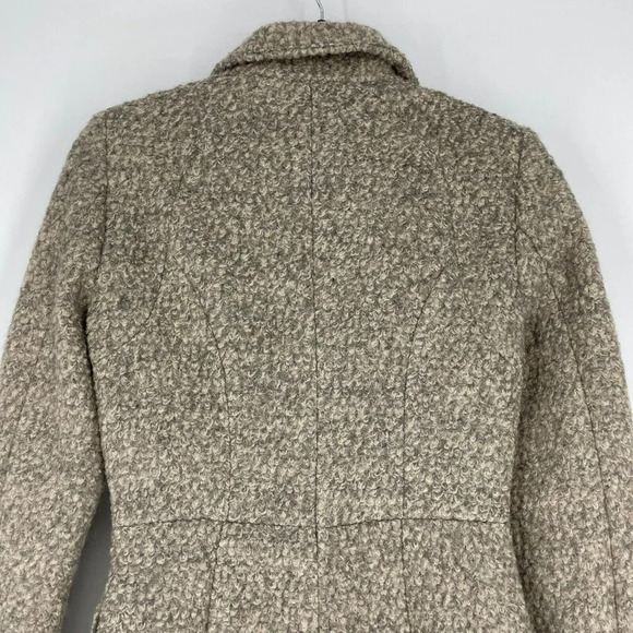 H&M Overcoat Women's Sz 4 Brown Shearling Tunic Button Up Collared Welt Pockets - Picture 10 of 12